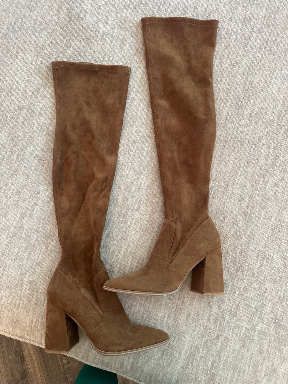 Steve Madden Tan Suede Over-the-Knee Block Heel Boots